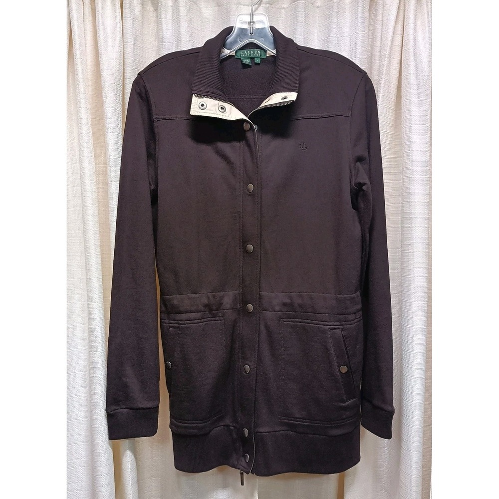 Lauren‎ Ralph Lauren Women's Size S Mocha Brown Full Zip Full Snap Jacket